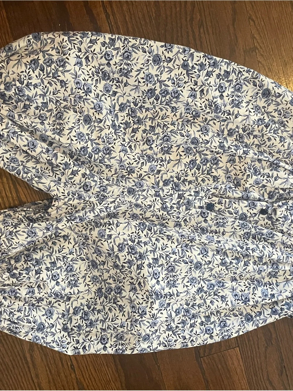 Baby Girls Blue Floral Cotton One-Piece Pajama Romper